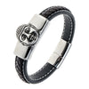 Buddha Stainless Steel Leather Chain Bracelet