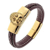 Buddha Stainless Steel Leather Chain Bracelet