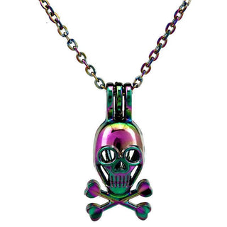 Multicolor Skull Cage Aroma Essential Oil Diffuser Locket Necklace - designfullprint