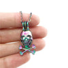 Rainbow Multi-color Skull Beads Cage Locket Pendant Necklace Aroma Essential Oil Diffuser Locket Necklace - designfullprint