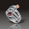 Austrian Heart Shape Crystal Skull Rose Ring