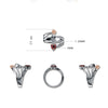 Austrian Heart Shape Crystal Skull Rose Ring