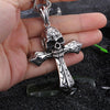 Gothic Stainless Steel Cross Skull Pendant Necklace