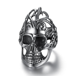 Stainless Steel Heavy Biker Skull Signet Ring