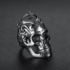 Stainless Steel Heavy Biker Skull Signet Ring