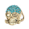 Cool Punk Style Red Blue Crystal Skull Rings