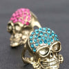 Cool Punk Style Red Blue Crystal Skull Rings