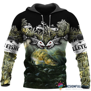 Fishing Gifts Cool Walleye Fishing US Unisex Size Hoodie CH