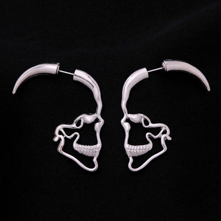 Steampunk Silver Skull Stud Earrings