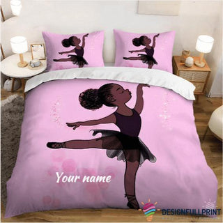 Black Pride Cute Ballerina Girls Black Girl Cute Custom Name Bedding Set HG Afro Proud