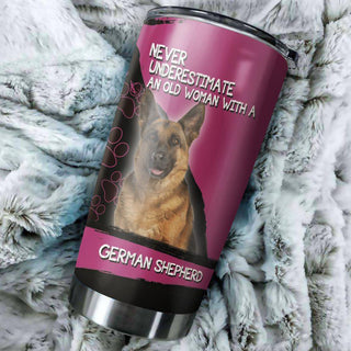 Old Woman With A German Shepherd Tumbler