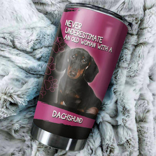 Old Woman With A Dachshund Tumbler