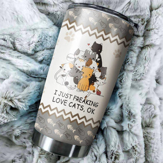 I Just Freaking Love Cats Tumbler Cat Coffee Tumbler Cat Tumbler Cup Gift For Cat Lovers Gifts For Cat Lovers
