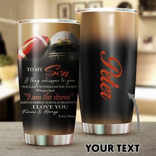 Personalized Football Mom to Son Tumbler