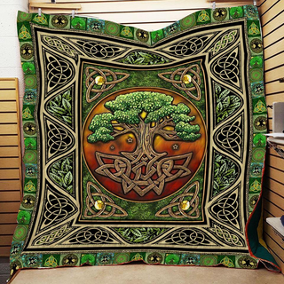 Gift For Viking Lover Viking Blanket Viking Symbol Yggdrasil Tree Tattoo Sherpa Blanket HG