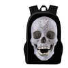 Black Backpack White Skull Pattern