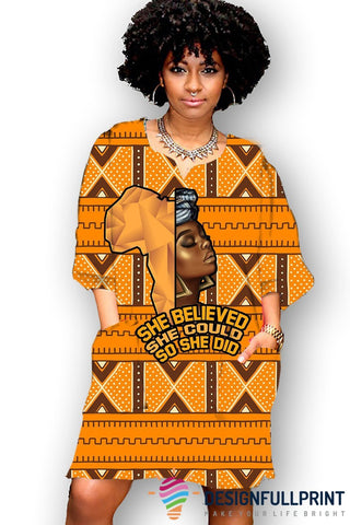 Black Pride Proud To Beautiful Black She Believe She Could She Did Dashiki Dress LN
