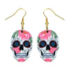 Acrylic Flower Skull Head Earrings