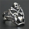 Stainless Steel Pirate Skull Bone Heart Ring