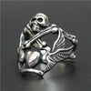 Stainless Steel Pirate Skull Bone Heart Ring