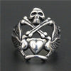 Stainless Steel Pirate Skull Bone Heart Ring