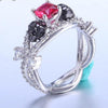 Red Zircon Black Gold Skull Ring - designfullprint