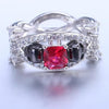Red Zircon Black Gold Skull Ring - designfullprint