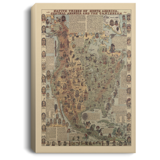 Gift For Native America Native Tribes Of North America Central America And The Caribbean Map Canvas Wall Art Canvas or Poster HG