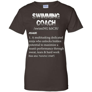 Swimming Coach Definition Funny Ladies' 100% Cotton T-Shirt - designfullprint