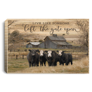 Live Like Someone Left The Gate Open Cows Canvas Wall Art Decor