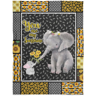 Gift for Mom Elephant Sunflowers You are My Sunshine Fleece Blanket