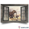 Gift For Elephant Lover African Elephant 3D Window Wildlife Three Elephants Poster HG