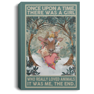 A Girl Who Really Loved Animals Once Upon A Time Vertical Canvas Art