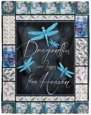 custom cat Gift for Dragonfly Lover Dragonflies are Kisses from Heaven Fleece Blanket Dragonfly Lover Fleece Blanket, Blanket Gifts With Size 60x80