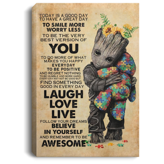 Gift For Groot Lover Autism Awareness Sunflower Canvas Wall Art Canvas  HG