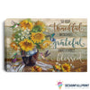 Gift For Hippie So Very Thankful Hummingbird And Sunflower Morning Captions Wall Art Canvas Sunflower Canvas