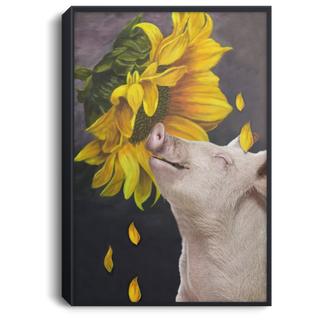 Pig Sunflower Canvas Art