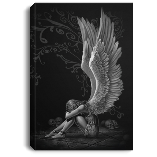 Black And White Sitting Angel Canvas Art