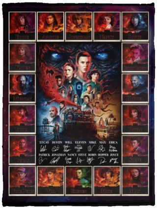 30x40 Stranger Things Signatures Blanket, Movies Lovers Gifts Blanket, Stranger Things Lovers Blanket Cozy Plush Fleece Blanket HG
