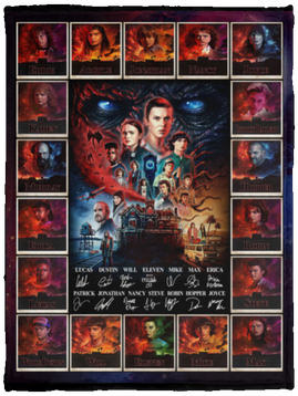 30x40 Stranger Things Signatures Blanket, Movies Lovers Gifts Blanket, Stranger Things Lovers Blanket Cozy Plush Fleece Blanket HG