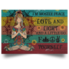 Gift For Hippie I Am Mostly Peace Hippie Meditation Girl Colorful Wooden Texture Wall Art Canvas LH