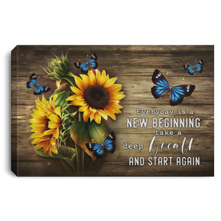 Inspired Canvas Sunflowers And Butterflies Lovers Every Day Is A New Beginning Take A Deep Breath And Canvas Art