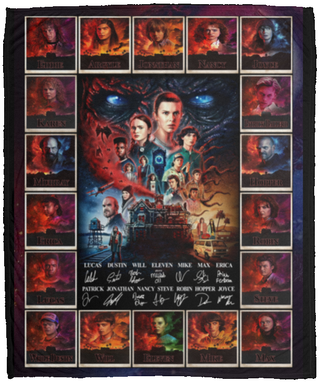 50x60 Stranger Things Signatures Blanket, Movies Lovers Gifts Blanket, Stranger Things Lovers Blanket Cozy Plush Fleece Blanket HG