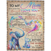 Gift for Mom Fleece Blanket Elephant Mom and Baby You are The World to Me Blanket