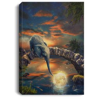 Elephant With The Moon Canvas Art