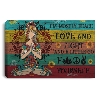 CANVAS Gift For Hippie I Am Mostly Peace Hippie Meditation Girl Colorful Wooden Texture Wall Art Canvas LH