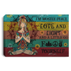 CANVAS Gift For Hippie I Am Mostly Peace Hippie Meditation Girl Colorful Wooden Texture Wall Art Canvas LH