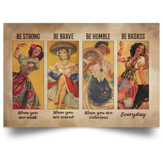 Mexican Independence Day Gift For Hippie Mexican Folk Dancing Be Badass Girls Horizontal Poster PA