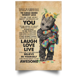 Gift For Groot Lover Autism Awareness Sunflower Canvas Wall Poster HG