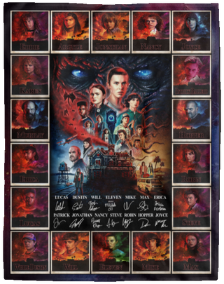 60x80 Stranger Things Signatures Blanket, Movies Lovers Gifts Blanket, Stranger Things Lovers Blanket  Cozy Plush Fleece Blanket HG